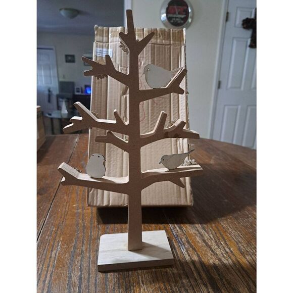 Cardinal Christmas Holiday Wood Winter Tree Table Decor Red Bird Snowflake - Picture 7 of 7